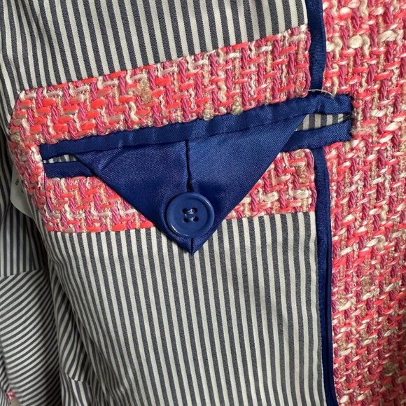 JCREW Peplum Lady Jacket in Neon Fuchsia Tweed Size 12 Quiet Luxury - Picture 9 of 10